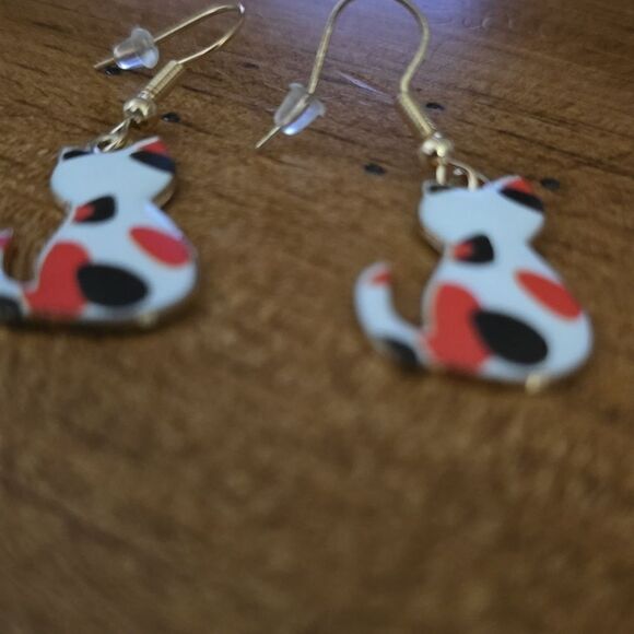 Cat dangle earrings calico - Picture 5 of 7